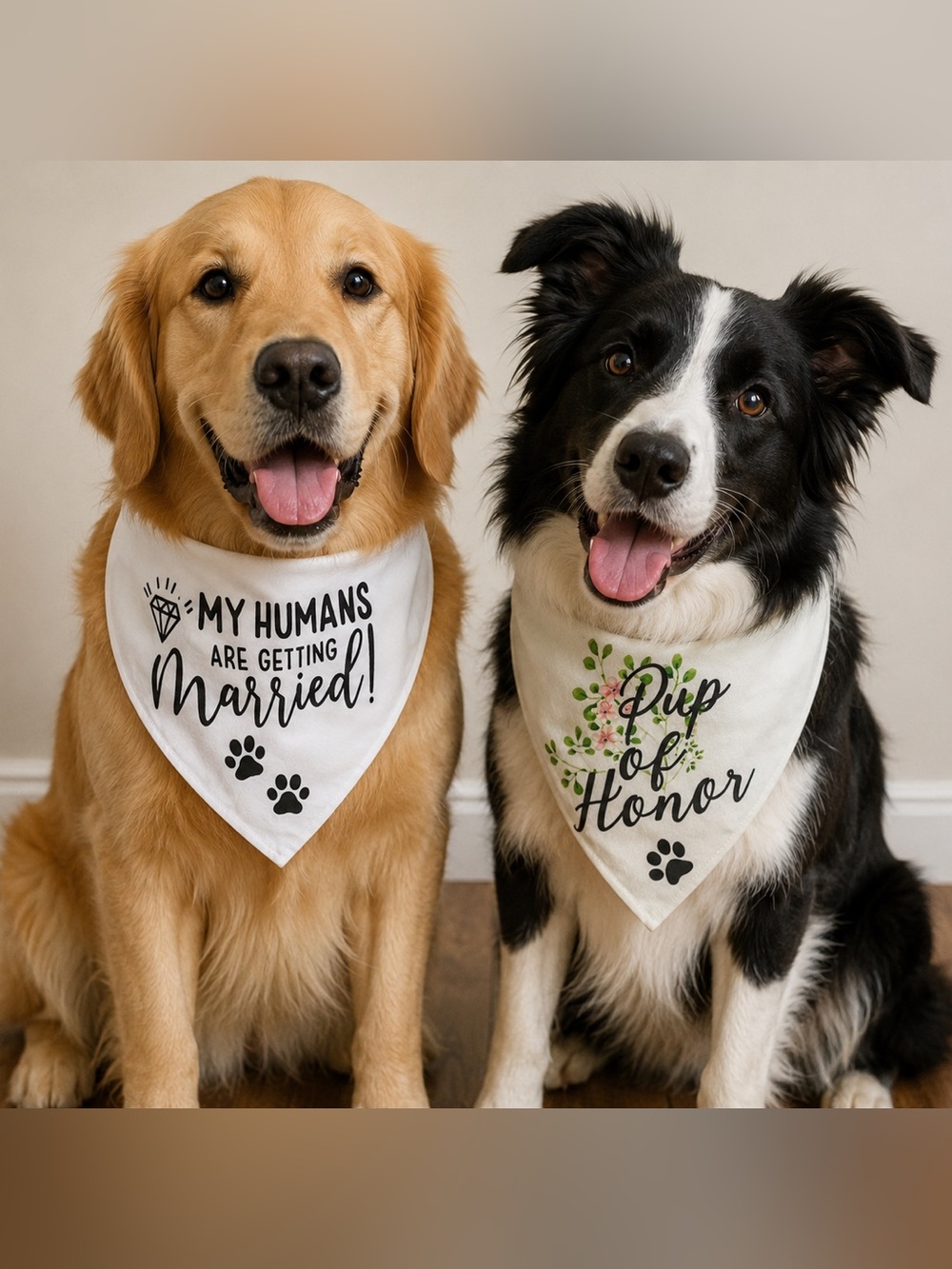 Wedding Dog Bandana Set My Humans Are Getting Married + Pup of Honor Pet Bandana